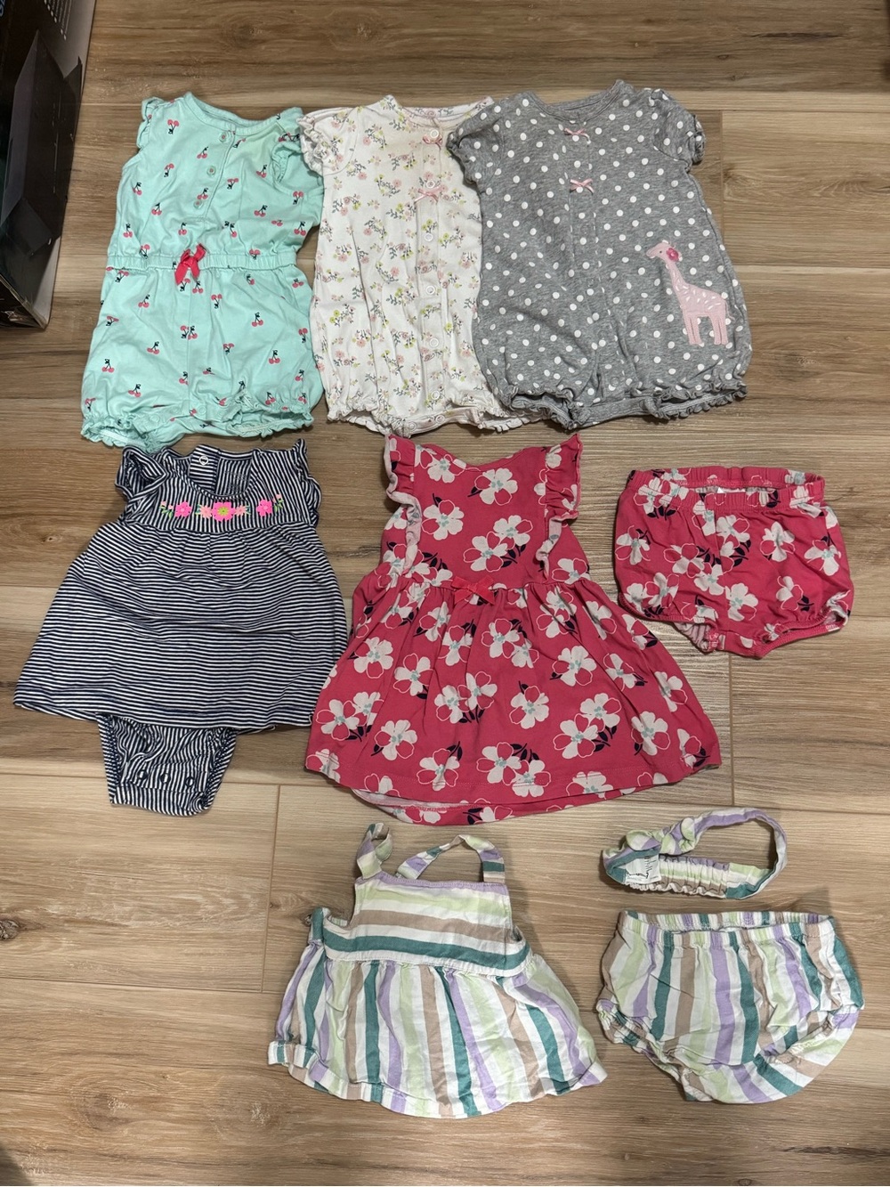 Carter's Baby Girl Clothes Bundle - 9 Piece Lot (Size 3-6 Months / 6M)